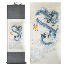 Load image into Gallery viewer, Kakejiku Japanese Hanging Scroll Poster Blue Dragon Economic Fortune H98cm W30cm