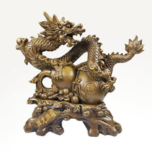 Load image into Gallery viewer, Dragon Ornament Feng shui Interior Property Luck Gourd H36cm W41cm D15cm 2800g