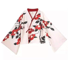 Load image into Gallery viewer, Women's Hakama Japanese Traditional Kimono Flower White Jacket Black Pants 160cm