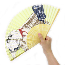 Load image into Gallery viewer, Sensu Japanese Folding Fan Sumo Wrestler Fighter Conpact Silk with Clear Case
