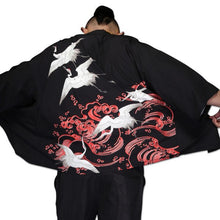 Load image into Gallery viewer, Happi JapaneseTraditional Coat Black 5 Cranes Yosakoi Dance Costume Women &amp; Men
