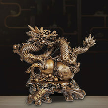 Load image into Gallery viewer, Dragon Ornament Feng shui Interior Property Luck Gourd H36cm W41cm D15cm 2800g
