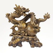 Load image into Gallery viewer, Dragon Ornament Feng shui Interior Property Luck Gourd H36cm W41cm D15cm 2800g
